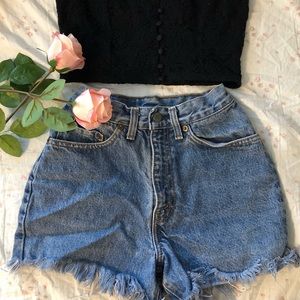 High waisted denim short
